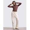 imageCRZ YOGA Cotton Fleece Lined Sweatpants Women 283032  Straight Leg Casual Lounge Pants with Pockets Winter WarmWhite Apricot