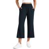 imageCRZ YOGA Lightweight Drapey Flared Capri Pants for Women 23  Flowy Casual Travel Work with Pockets SummerTrue Navy