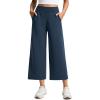 imageCRZ YOGA SoftAura Wide Leg Cropped Sweatpants Women 25  Modal Lounge Travel Casual Capri Pants with PocketsInk Blue