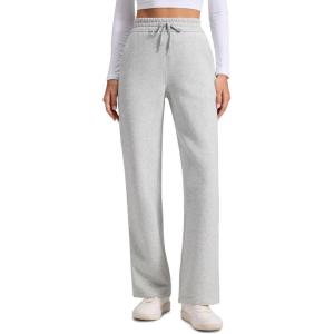 imageCRZ YOGA Cotton Fleece Lined Sweatpants Women 283032  Straight Leg Casual Lounge Pants with Pockets Winter WarmDove Grey Heather