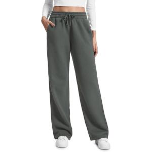 imageCRZ YOGA Cotton Fleece Lined Sweatpants Women 283032  Straight Leg Casual Lounge Pants with Pockets Winter WarmGrey Sage