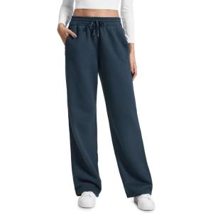 imageCRZ YOGA Cotton Fleece Lined Sweatpants Women 283032  Straight Leg Casual Lounge Pants with Pockets Winter WarmInk Blue