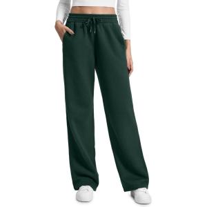 imageCRZ YOGA Cotton Fleece Lined Sweatpants Women 283032  Straight Leg Casual Lounge Pants with Pockets Winter WarmLegend Green