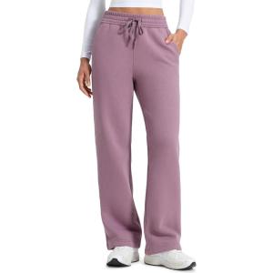 imageCRZ YOGA Cotton Fleece Lined Sweatpants Women 283032  Straight Leg Casual Lounge Pants with Pockets Winter WarmLight Lavender