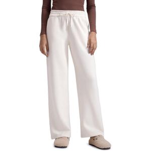 imageCRZ YOGA Cotton Fleece Lined Sweatpants Women 283032  Straight Leg Casual Lounge Pants with Pockets Winter WarmMilky White Bone