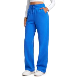 imageCRZ YOGA Cotton Fleece Lined Sweatpants Women 283032  Straight Leg Casual Lounge Pants with Pockets Winter WarmSparkle Blue