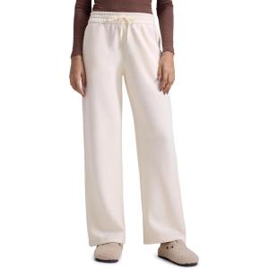imageCRZ YOGA Cotton Fleece Lined Sweatpants Women 283032  Straight Leg Casual Lounge Pants with Pockets Winter WarmWhite Apricot