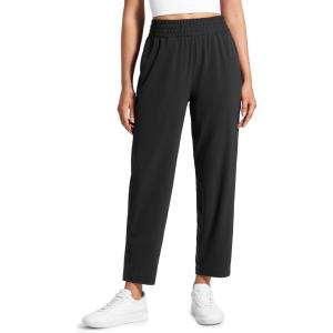 imageCRZ YOGA Lightweight Drapey Tapered Ankle Pants for Women 27  78 Casual Travel Work with Pockets SummerBlack