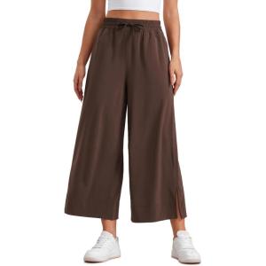 imageCRZ YOGA Lightweight Wide Leg Cropped Pants for Women 25  Casual Travel Work Sweatpants SummerHot Fudge Brown