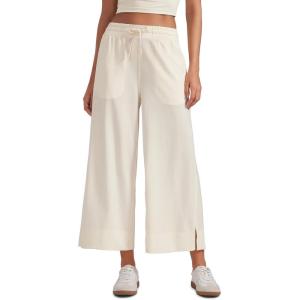 imageCRZ YOGA Lightweight Wide Leg Cropped Pants for Women 25  Casual Travel Work Sweatpants SummerWhite Apricot