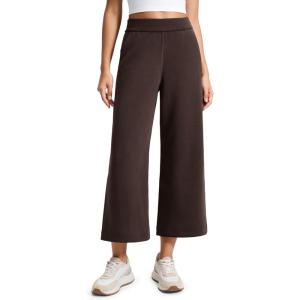 imageCRZ YOGA SoftAura Wide Leg Cropped Sweatpants Women 25  Modal Lounge Travel Casual Capri Pants with PocketsHot Fudge Brown