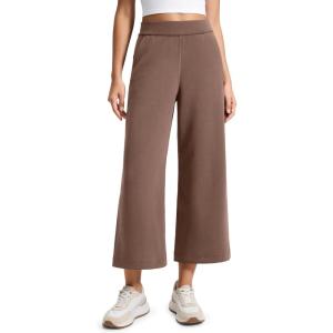 imageCRZ YOGA SoftAura Wide Leg Cropped Sweatpants Women 25  Modal Lounge Travel Casual Capri Pants with PocketsLava Brown