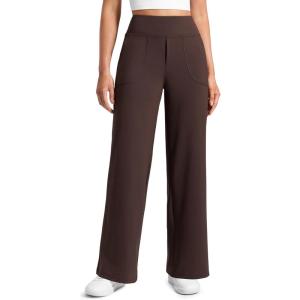 imageCRZ YOGA Wide Leg Yoga Pants Pockets 30  High Waisted Womens Sweatpants Lounge Dress Casual WorkHot Fudge Brown