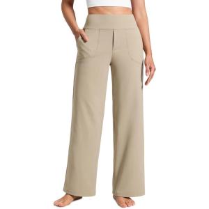 imageCRZ YOGA Wide Leg Yoga Pants Pockets 30  High Waisted Womens Sweatpants Lounge Dress Casual WorkOak