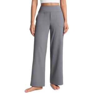 imageCRZ YOGA Wide Leg Yoga Pants Pockets 30  High Waisted Womens Sweatpants Lounge Dress Casual WorkSolar Grey