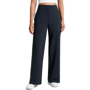 imageCRZ YOGA Wide Leg Yoga Pants Pockets 30  High Waisted Womens Sweatpants Lounge Dress Casual WorkTrue Navy
