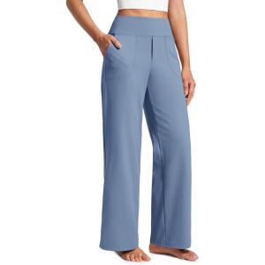 imageCRZ YOGA Wide Leg Yoga Pants Pockets 30  High Waisted Womens Sweatpants Lounge Dress Casual WorkWashed Denim