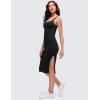 imageCRZ YOGA Butterluxe Square Neck Midi Casual Dress for Women  Bodycon Side Slit Travel Party Outfits with Builtin BrasBlack