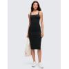 imageCRZ YOGA Butterluxe Square Neck Midi Casual Dress for Women  Bodycon Side Slit Travel Party Outfits with Builtin BrasBlack