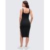 imageCRZ YOGA Butterluxe Square Neck Midi Casual Dress for Women  Bodycon Side Slit Travel Party Outfits with Builtin BrasBlack