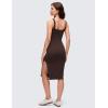 imageCRZ YOGA Butterluxe Square Neck Midi Casual Dress for Women  Bodycon Side Slit Travel Party Outfits with Builtin BrasHot Fudge Brown