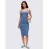 imageCRZ YOGA Butterluxe Square Neck Midi Casual Dress for Women  Bodycon Side Slit Travel Party Outfits with Builtin BrasOasis Blue