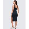 imageCRZ YOGA Butterluxe Square Neck Midi Casual Dress for Women  Bodycon Side Slit Travel Party Outfits with Builtin BrasTrue Navy
