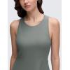 imageCRZ YOGA Cloudweight Double Layer Midi Dress for Women  Crewneck Flowy Tank Top Sleeveless Outfits for Casual TravelGrey Sage
