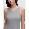 imageCRZ YOGA Cloudweight Double Layer Midi Dress for Women  Crewneck Flowy Tank Top Sleeveless Outfits for Casual TravelSilver Gray