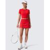 imageCRZ YOGA High Waisted Pleated Back Tennis Skirts for Women  Aline Front Mini Golf Casual Skort with Inner ShortsDeep Red
