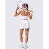 imageCRZ YOGA High Waisted Pleated Back Tennis Skirts for Women  Aline Front Mini Golf Casual Skort with Inner ShortsWhite