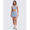 imageCRZ YOGA High Waisted Side Slit Tennis Skirts for Women  Mini Lined A Line Running Athletic Skort with Inner PocketsCambric Blue
