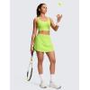 imageCRZ YOGA High Waisted Side Slit Tennis Skirts for Women  Mini Lined A Line Running Athletic Skort with Inner PocketsChartreuse