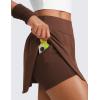 imageCRZ YOGA High Waisted Side Slit Tennis Skirts for Women  Mini Lined A Line Running Athletic Skort with Inner PocketsCoffee Brown