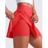 imageCRZ YOGA High Waisted Side Slit Tennis Skirts for Women  Mini Lined A Line Running Athletic Skort with Inner PocketsDeep Red