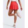 imageCRZ YOGA High Waisted Side Slit Tennis Skirts for Women  Mini Lined A Line Running Athletic Skort with Inner PocketsDeep Red