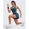 imageCRZ YOGA High Waisted Side Slit Tennis Skirts for Women  Mini Lined A Line Running Athletic Skort with Inner PocketsPetrol Blue