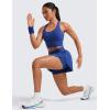 imageCRZ YOGA High Waisted Side Slit Tennis Skirts for Women  Mini Lined A Line Running Athletic Skort with Inner PocketsWaves Blue