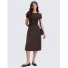 imageCRZ YOGA Lightweight Drapey Flowy Midi Skirts for Women  High Waisted Casual Travel Holiday ALine Skort with Side PocketsHot Fudge Brown