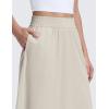 imageCRZ YOGA Lightweight Drapey Flowy Midi Skirts for Women  High Waisted Casual Travel Holiday ALine Skort with Side PocketsMojave Tan