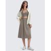 imageCRZ YOGA Lightweight Drapey Flowy Midi Skirts for Women  High Waisted Casual Travel Holiday ALine Skort with Side PocketsNomad Grey