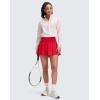 imageCRZ YOGA Softretch Flowy Pleated Tennis Skirts for Women  High Rise Mini Golf Casual Skort with Inner Shorts Side PocketsAurora Red