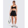 imageCRZ YOGA Softretch Flowy Pleated Tennis Skirts for Women  High Rise Mini Golf Casual Skort with Inner Shorts Side PocketsBlack