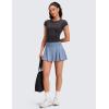 imageCRZ YOGA Softretch Flowy Pleated Tennis Skirts for Women  High Rise Mini Golf Casual Skort with Inner Shorts Side PocketsWashed Denim
