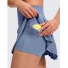 imageCRZ YOGA Softretch Flowy Pleated Tennis Skirts for Women  High Rise Mini Golf Casual Skort with Inner Shorts Side PocketsWashed Denim