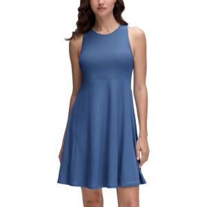 imageCRZ YOGA Cloudweight Double Layer Midi Dress for Women  Crewneck Flowy Tank Top Sleeveless Outfits for Casual TravelPitch Blue