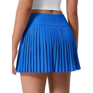 imageCRZ YOGA High Waisted Pleated Back Tennis Skirts for Women  Aline Front Mini Golf Casual Skort with Inner ShortsSparkle Blue