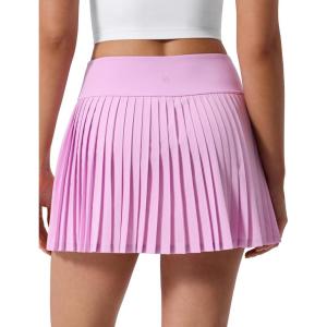 imageCRZ YOGA High Waisted Pleated Back Tennis Skirts for Women  Aline Front Mini Golf Casual Skort with Inner ShortsVita Pink