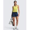 imageCRZ YOGA Mesh Workout Tank Tops for Women  Athletic Sheer Scoop Neck Cover Up Breathable Summer Sleeveless ShirtsLuminous Yellow