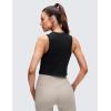 imageCRZ YOGA Pima Cotton Crop Crewneck Tank Tops for Women  Workout Sport Athletic Casual Yoga Soft Comfort Sleeveless ShirtBlack